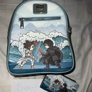 Loungefly Rey & Kylo backpack w/ matching wallet